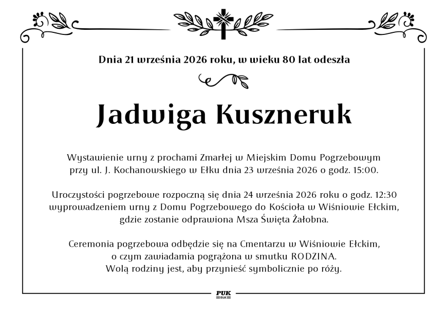 Jadwiga Kuszneruk - nekrolog